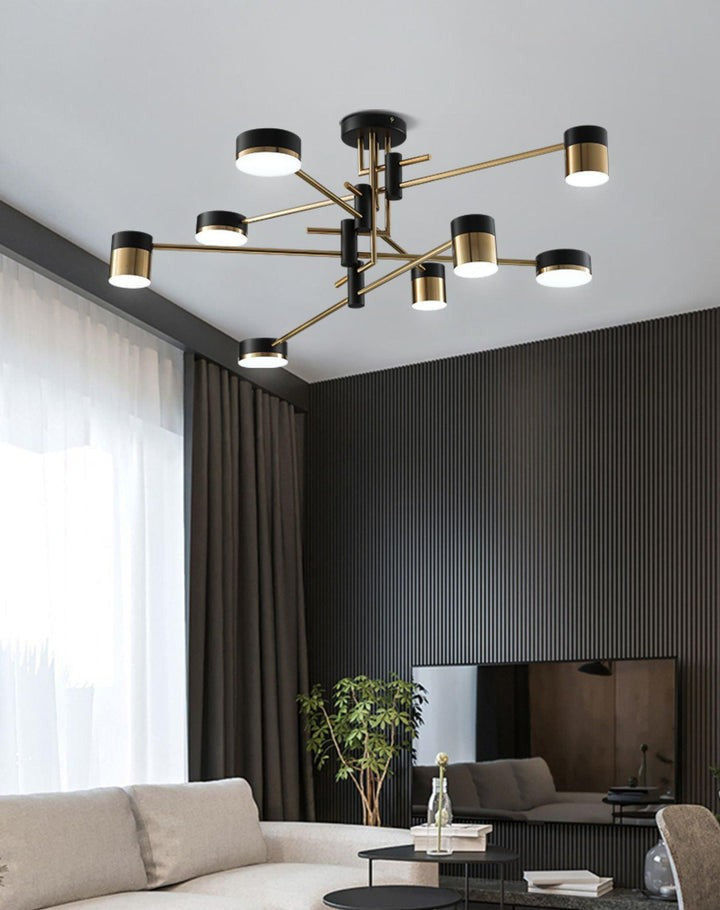 Modern Gold & Black LED Spider Chandelier