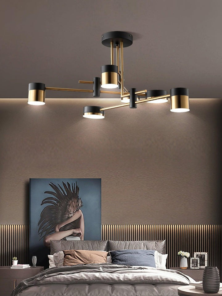 Modern Gold & Black LED Spider Chandelier