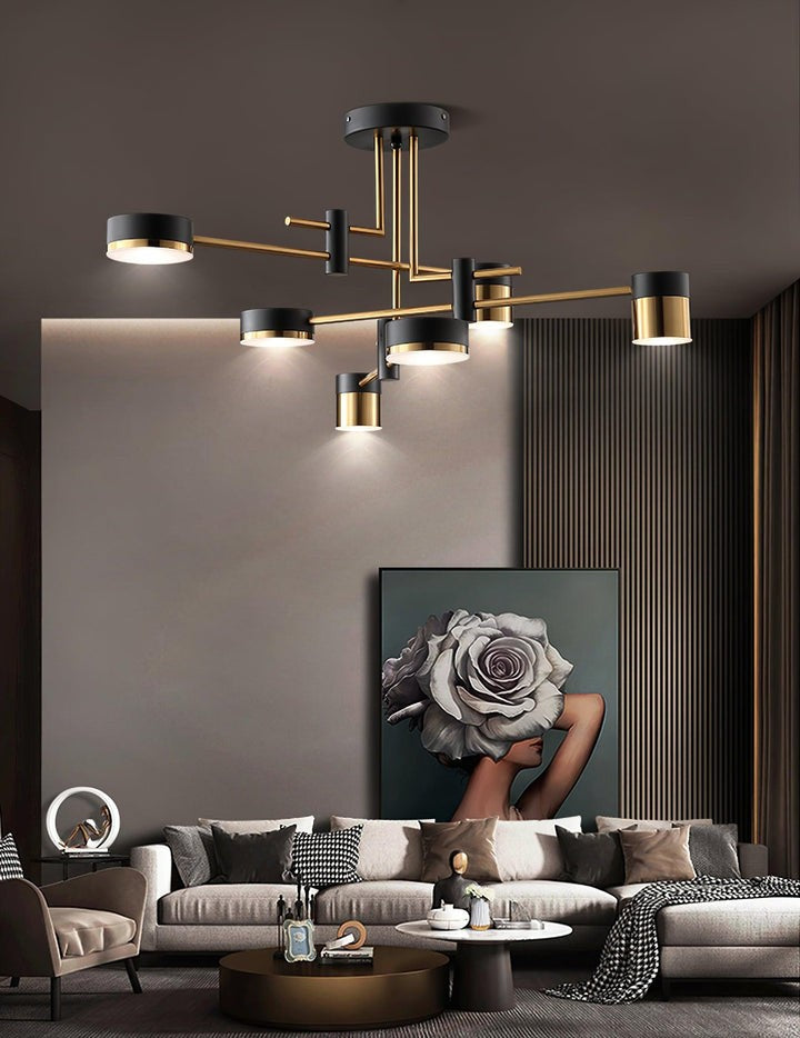 Modern Gold & Black LED Spider Chandelier