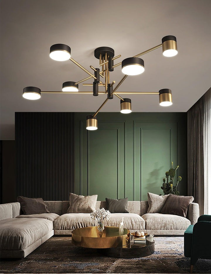 Modern Gold & Black LED Spider Chandelier