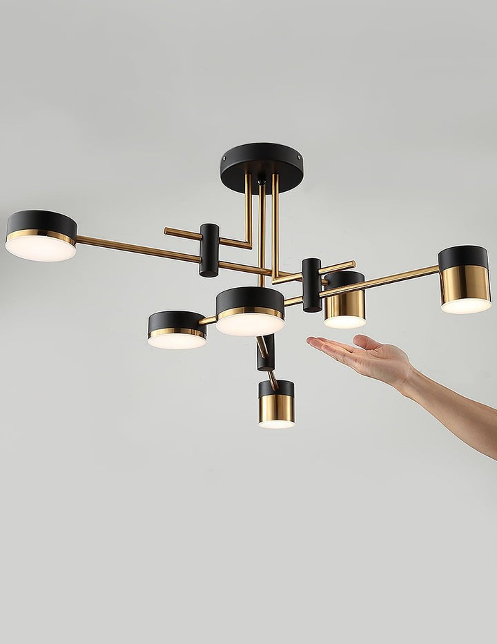 Modern Gold & Black LED Spider Chandelier