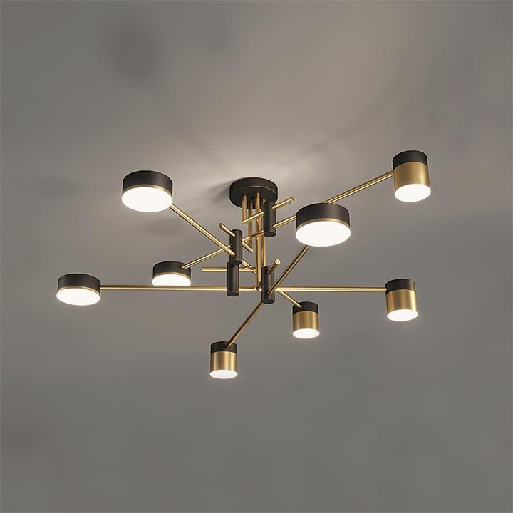 Modern Gold & Black LED Spider Chandelier