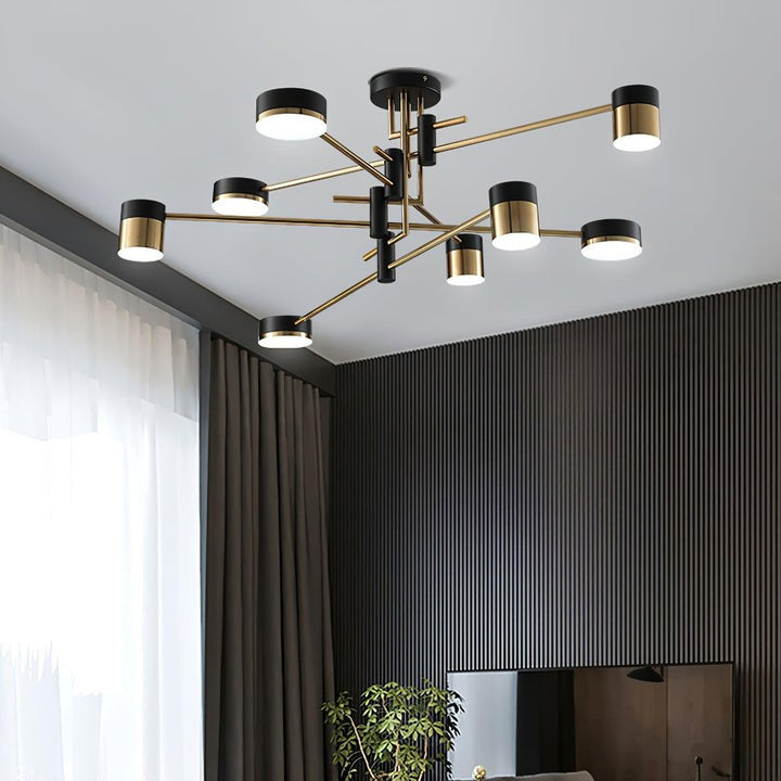 Modern Gold & Black LED Spider Chandelier