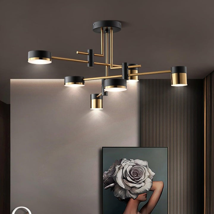 Modern Gold & Black LED Spider Chandelier