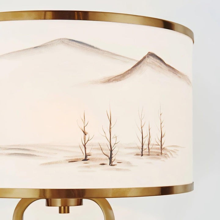 Modern Gold Table Lamp with Geometric Accents and White Shade