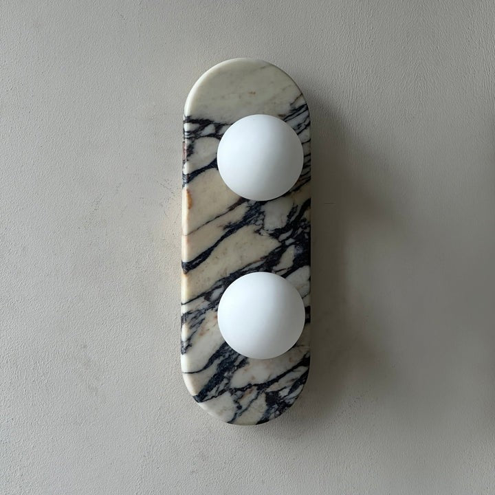 Modern Marble Wall Sconce with Dual Glass Shades