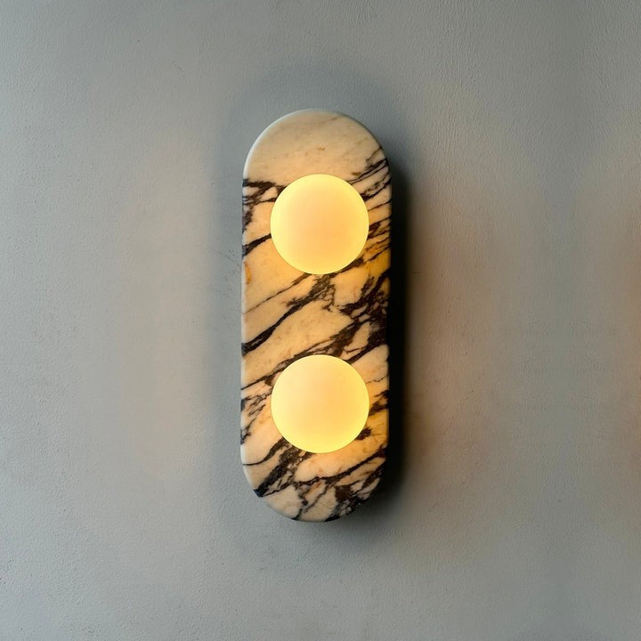 Modern Marble Wall Sconce with Dual Glass Shades