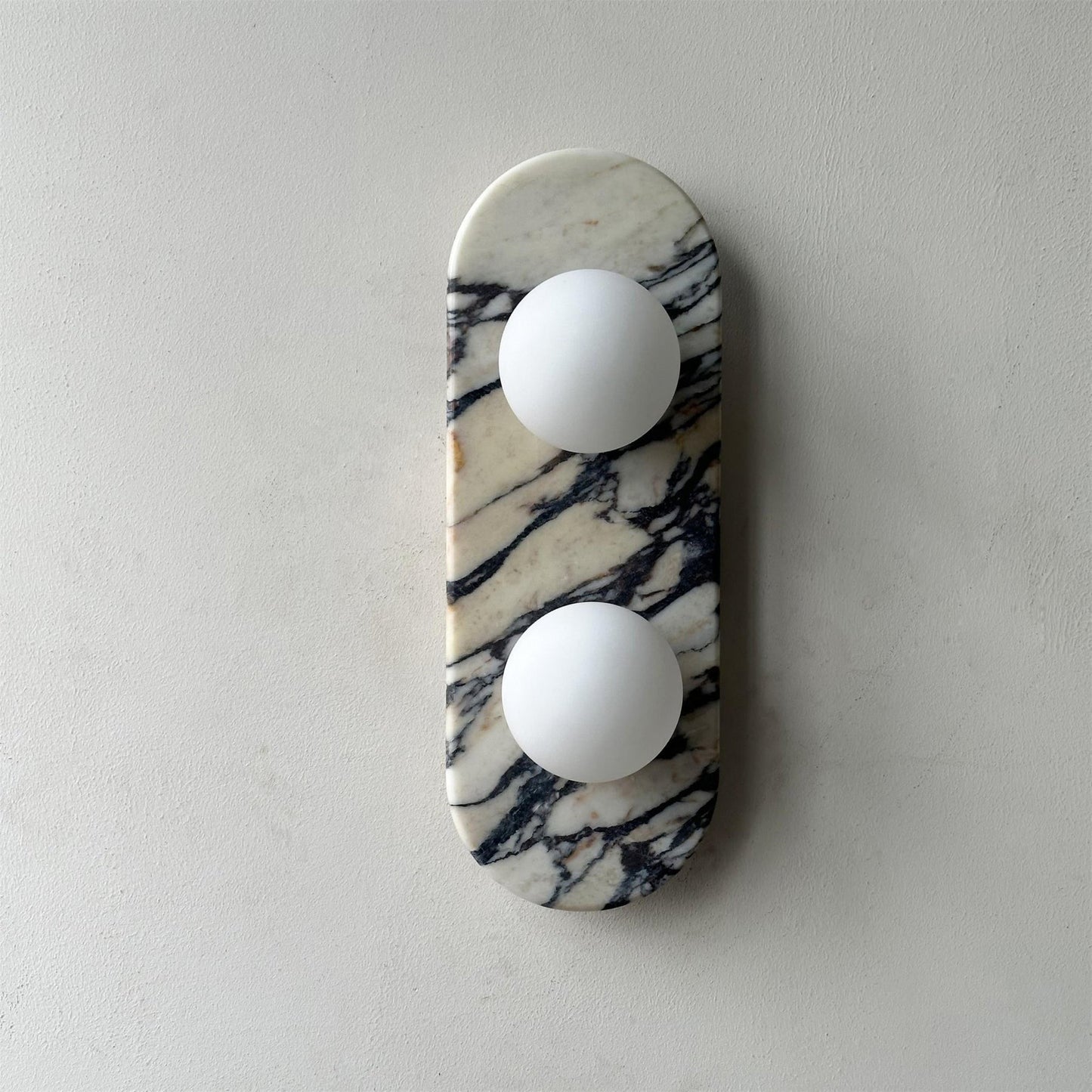 Modern Marble Wall Sconce with Dual Glass Shades