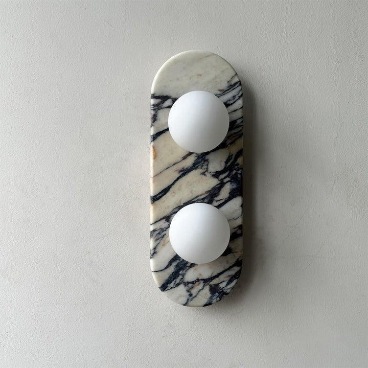 Modern Marble Wall Sconce with Dual Glass Shades
