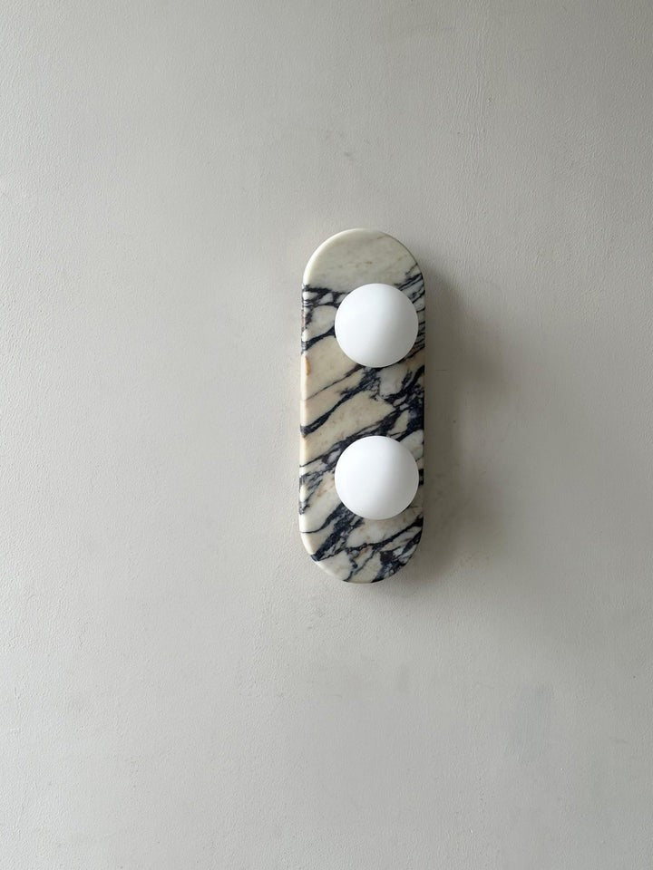 Modern Marble Wall Sconce with Dual Glass Shades