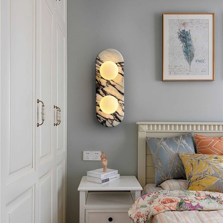 Modern Marble Wall Sconce with Dual Glass Shades