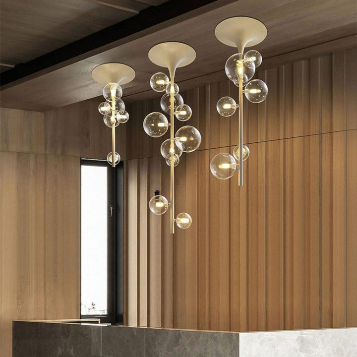 Modern Multi-Arm Metal & Glass Ceiling Light