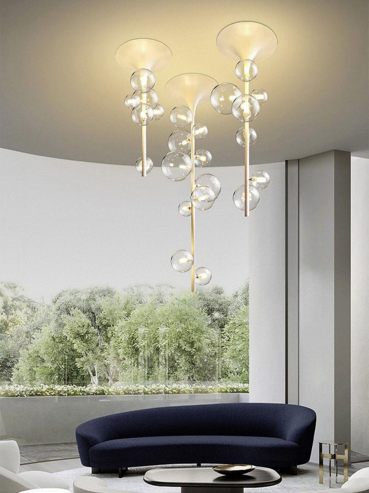 Modern Multi-Arm Metal & Glass Ceiling Light