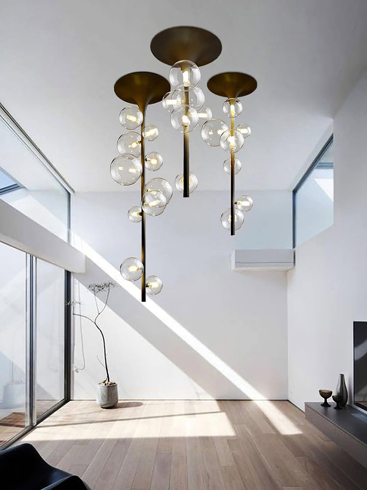 Modern Multi-Arm Metal & Glass Ceiling Light
