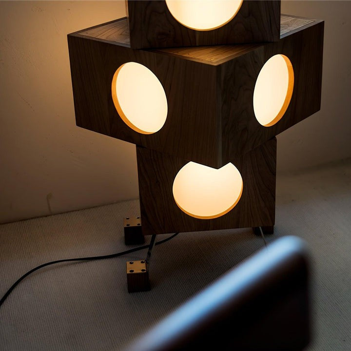 Modern Robotic Cherry Wood Floor Lamp