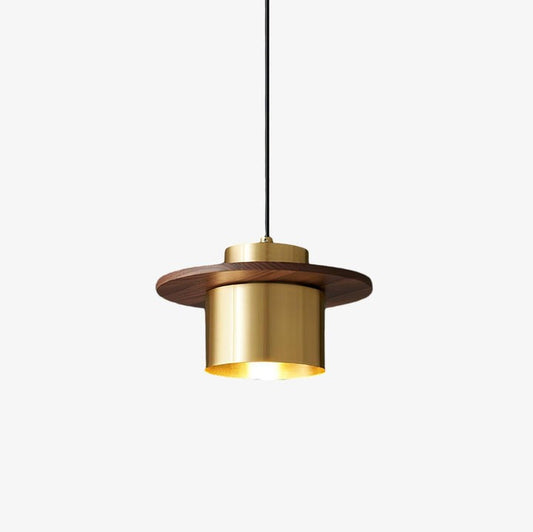 Modern Walnut & Brass LED Pendant Light
