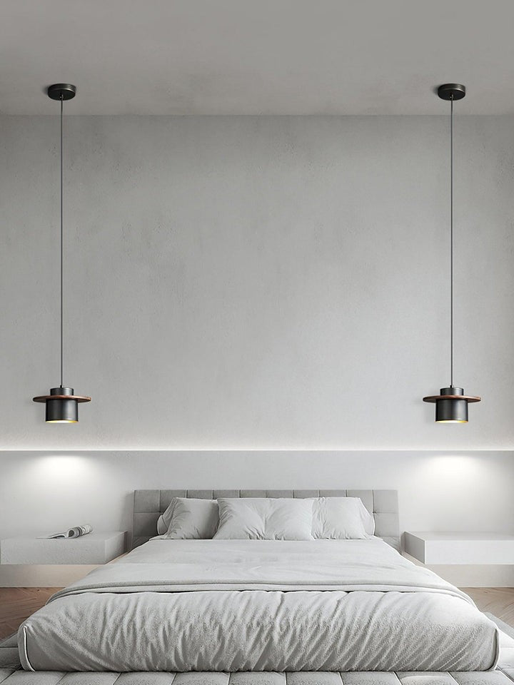 Modern Walnut & Brass LED Pendant Light