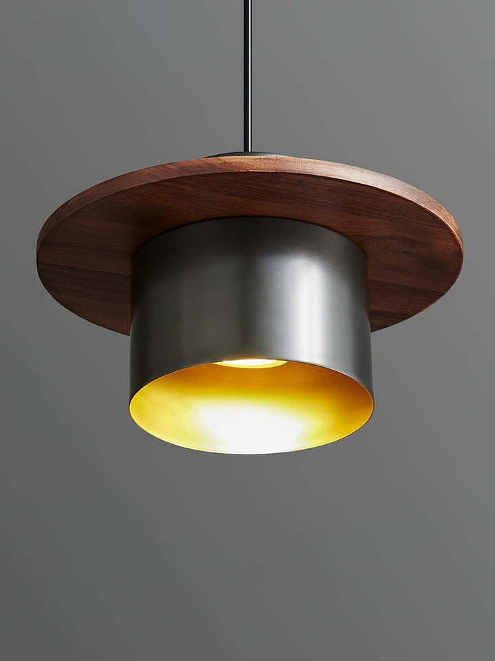 Modern Walnut & Brass LED Pendant Light