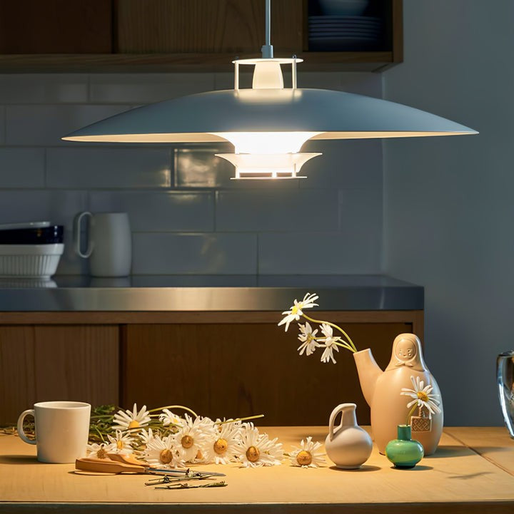 Modern White Aluminum Disk LED Pendant Light