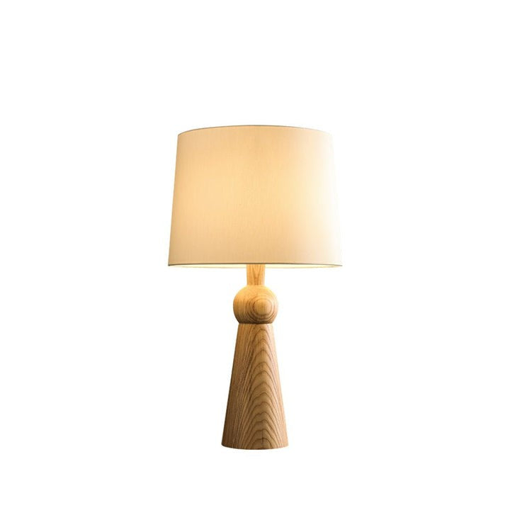 Modern Wood and Metal Table Lamp with Fabric Shade
