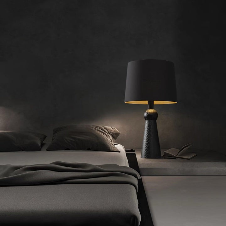Modern Wood and Metal Table Lamp with Fabric Shade
