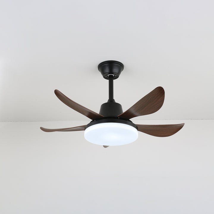 Modern Wood Blade Ceiling Fan with Integrated LED Light