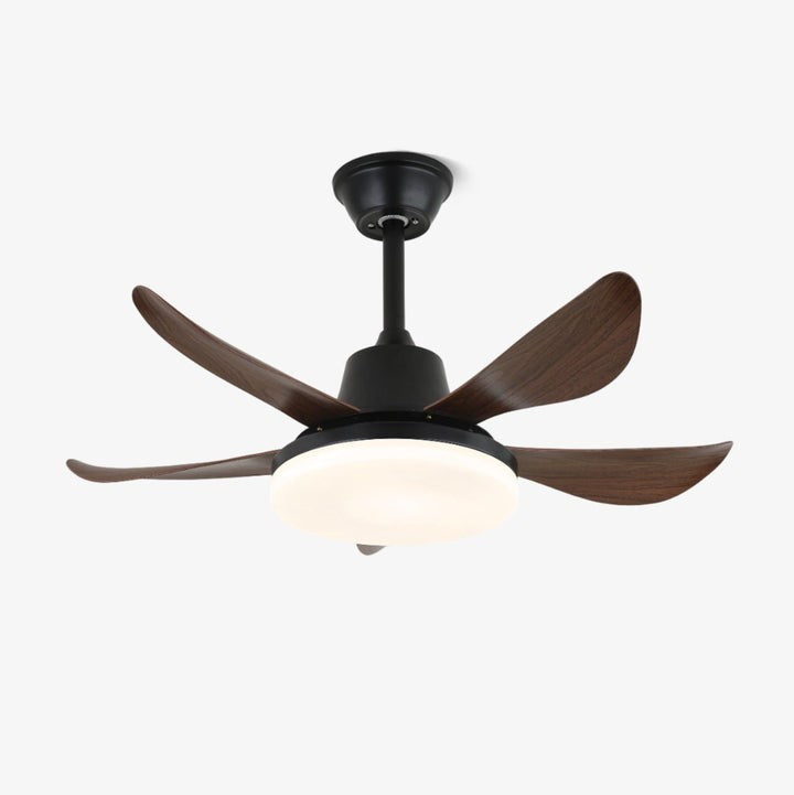 Modern Wood Blade Ceiling Fan with Integrated LED Light