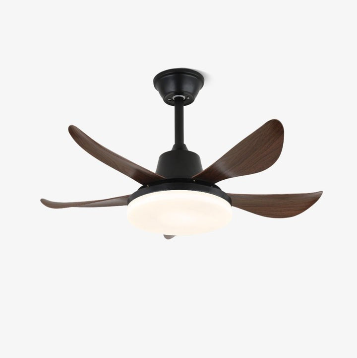 Modern Wood Blade Ceiling Fan with Integrated LED Light