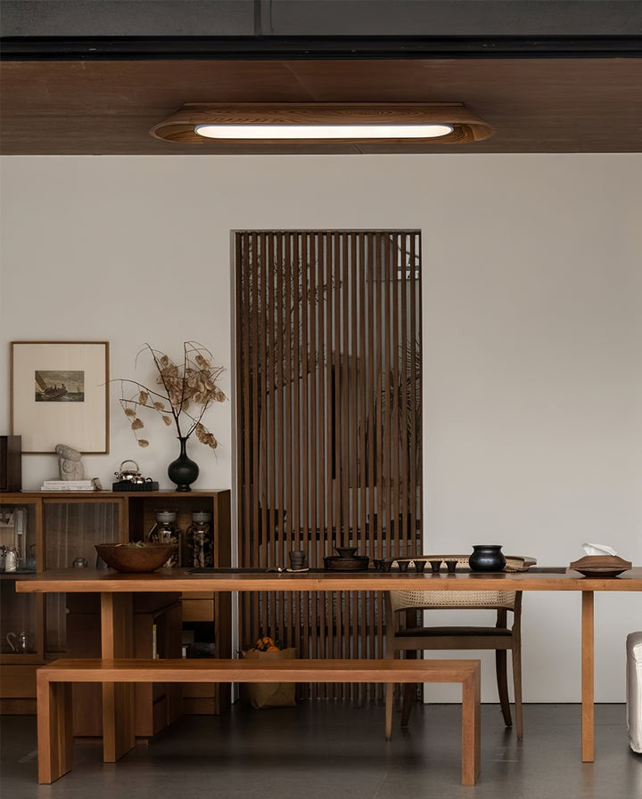 Modern Wood Channel LED Ceiling Light