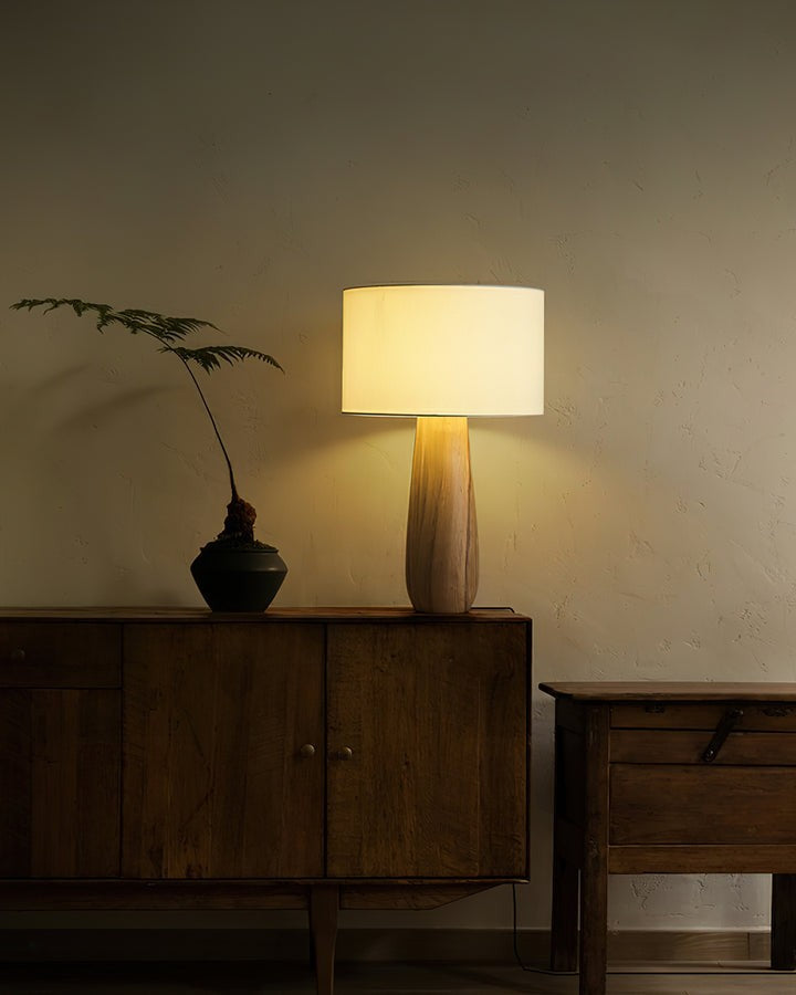 Mountain-Inspired Wood & Linen Table Lamp
