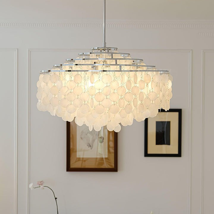 Multi-Layer Round Shell Disc Ceiling Chandelier