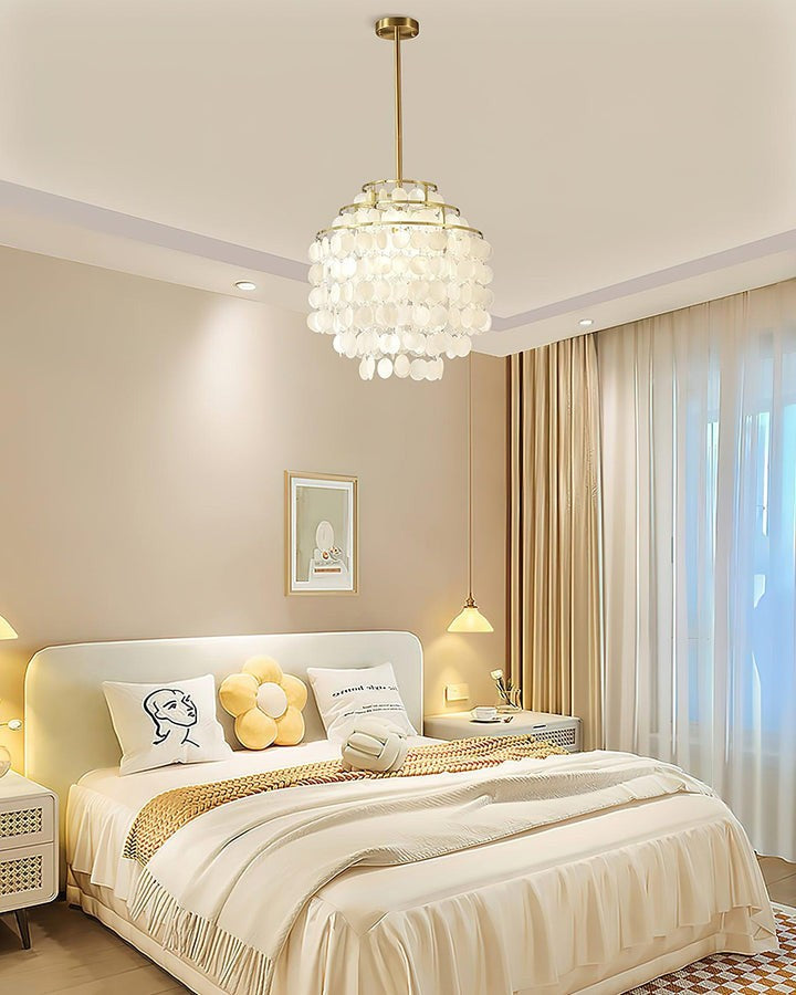 Multi-Layer Round Shell Disc Ceiling Chandelier