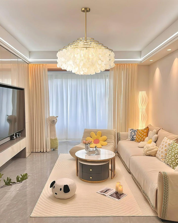 Multi-Layer Round Shell Disc Ceiling Chandelier