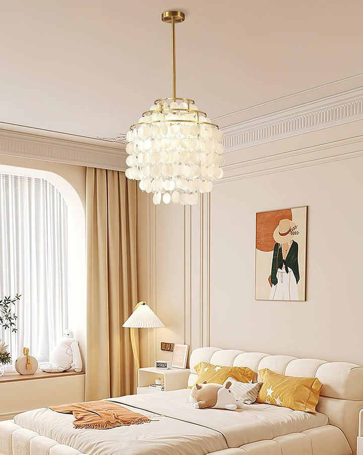Multi-Layer Round Shell Disc Ceiling Chandelier