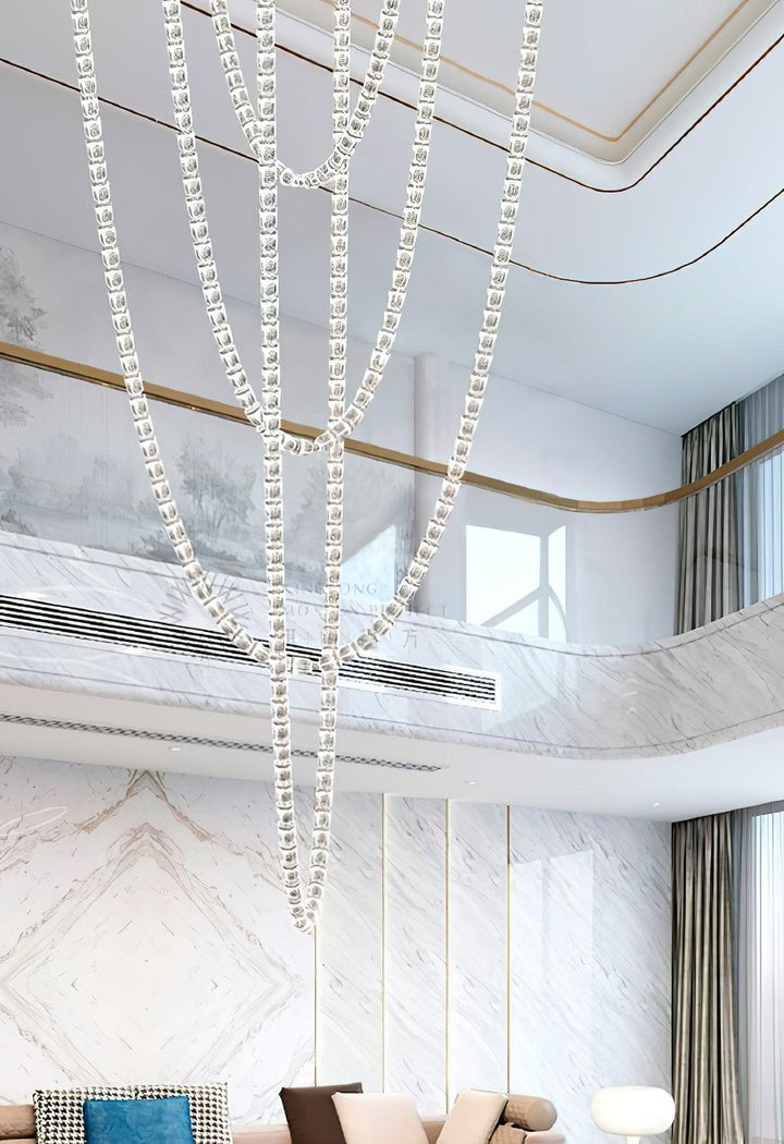 Multi-Tier V-Shaped LED Cascade Chandelier – Modern Pendant Light