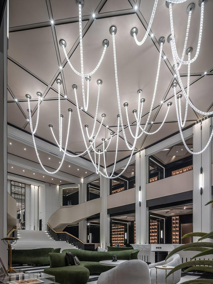 Snake-Inspired Crescent LED Chandelier - Style A