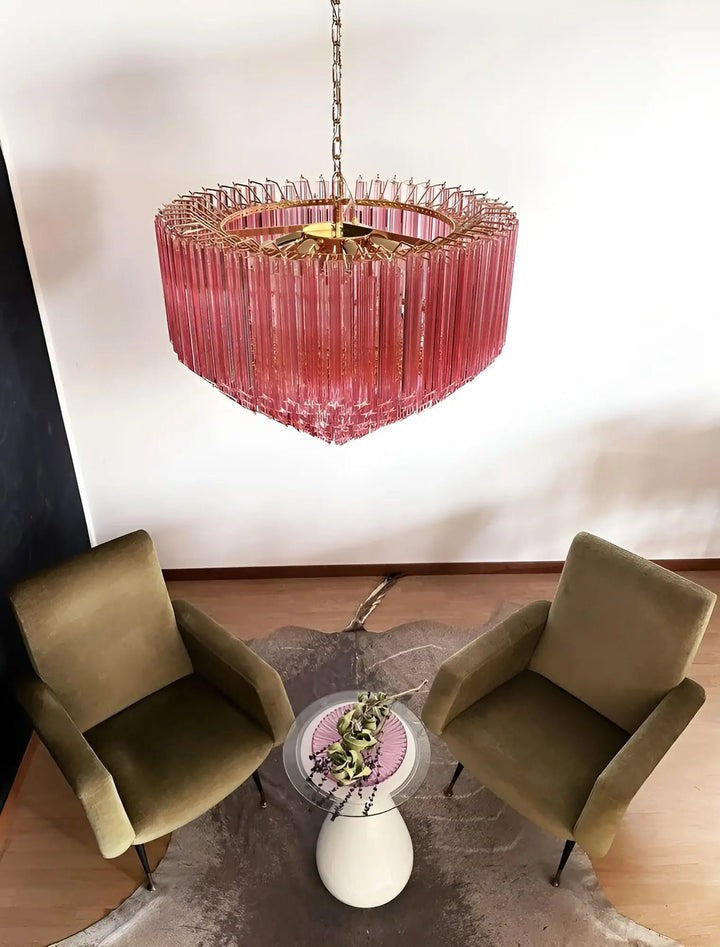 Murano Pink Prism Glass Chandelier