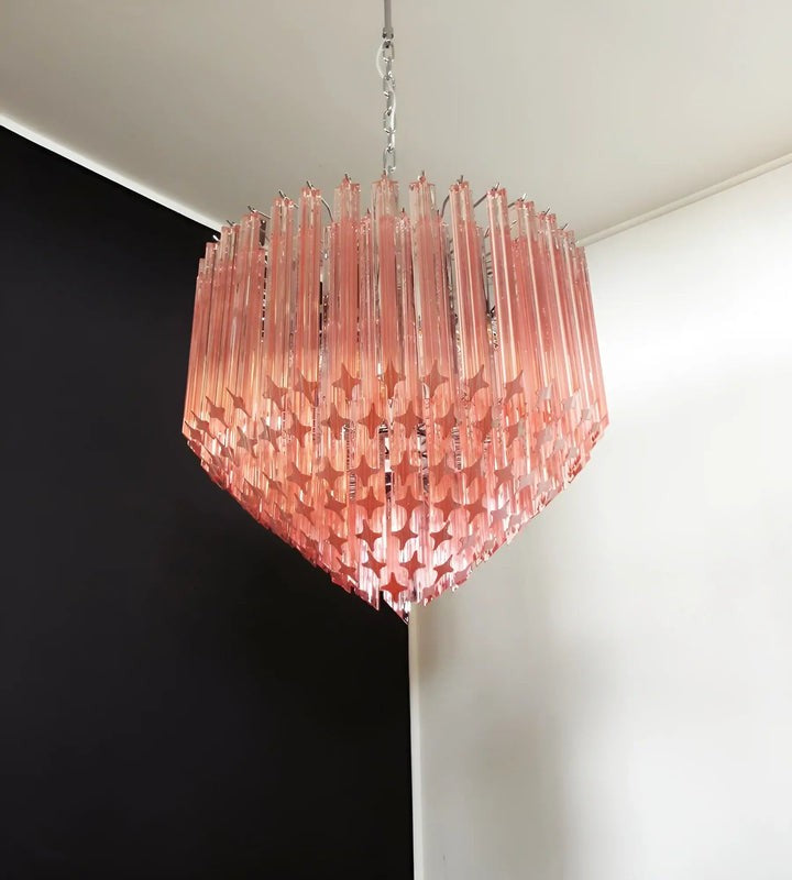 Murano Pink Prism Glass Chandelier