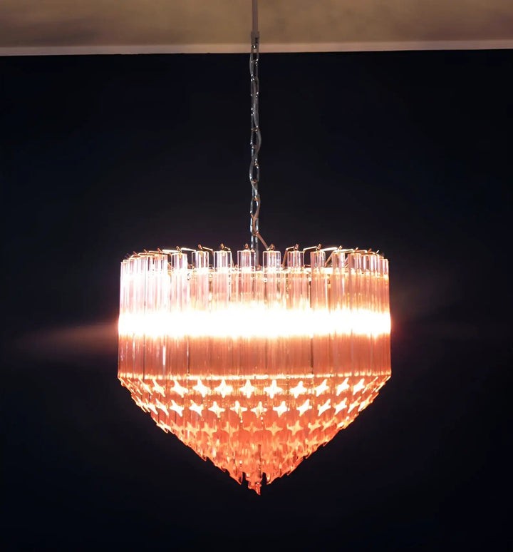 Murano Pink Prism Glass Chandelier