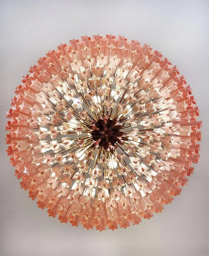 Murano Pink Prism Glass Chandelier