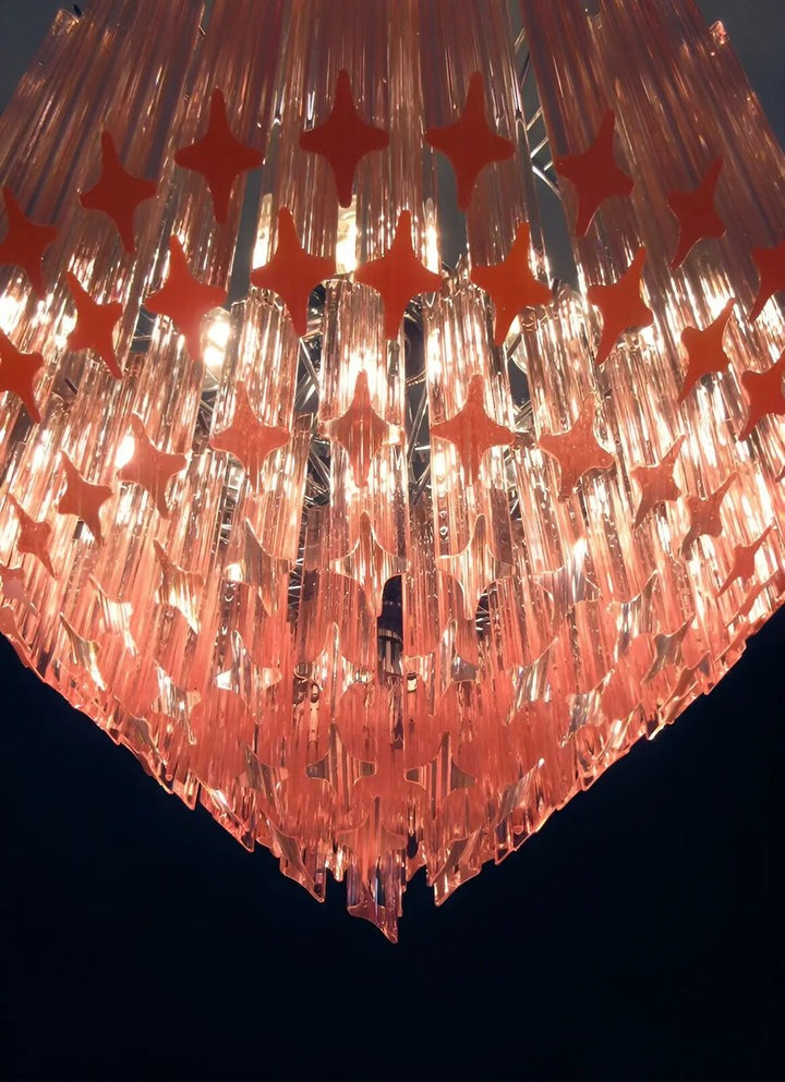 Murano Pink Prism Glass Chandelier