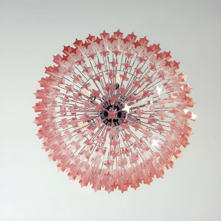 Murano Pink Prism Glass Chandelier