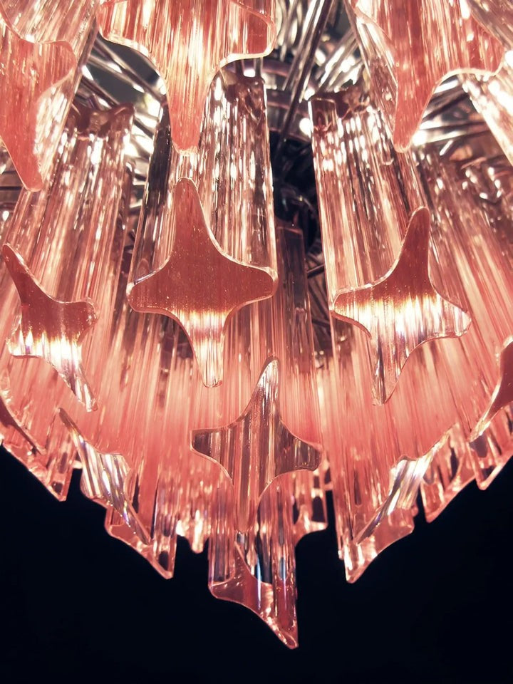 Murano Pink Prism Glass Chandelier