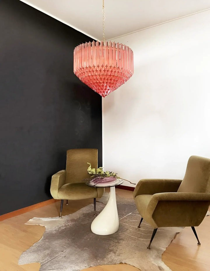 Murano Pink Prism Glass Chandelier