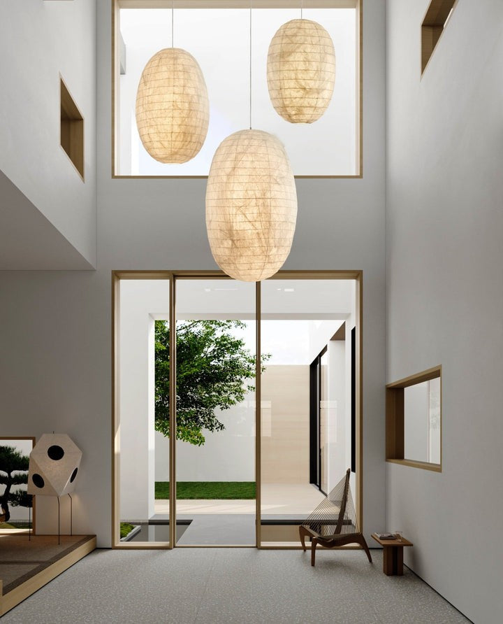 Natural Mulberry Silk Pendant Light Fixture