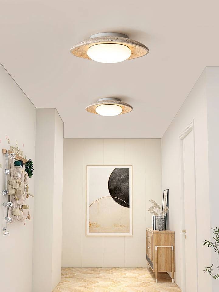 Natural Travertine LED Flush Mount Ceiling Light