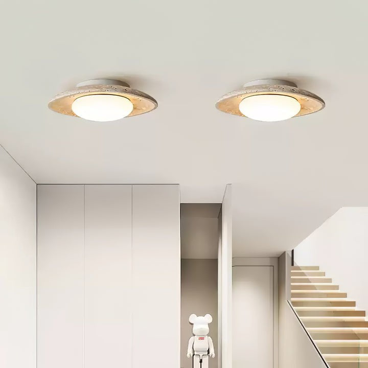 Natural Travertine LED Flush Mount Ceiling Light