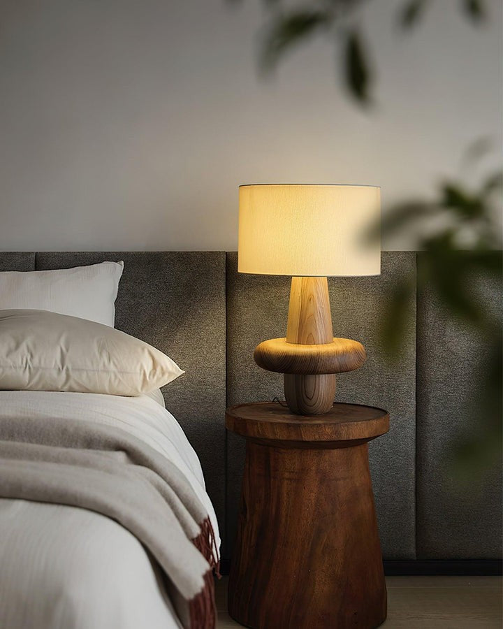 Natural Wood & Fabric Table Lamp – Warm Ambient Glow