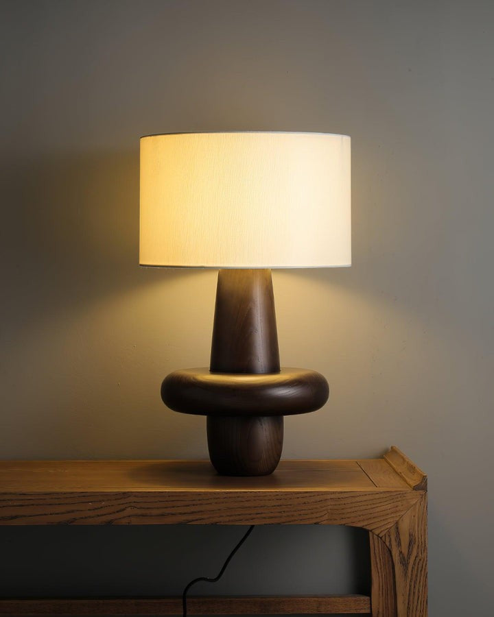 Natural Wood & Fabric Table Lamp – Warm Ambient Glow