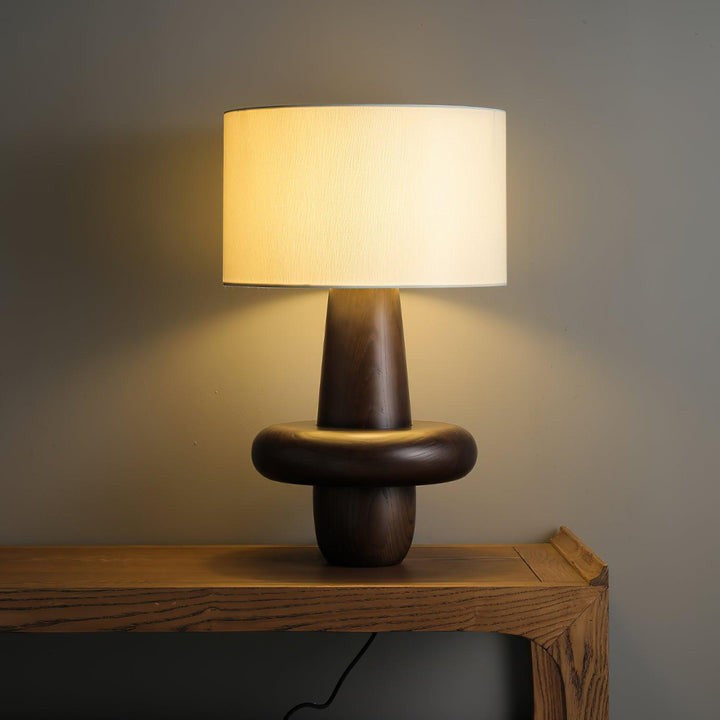 Natural Wood & Fabric Table Lamp – Warm Ambient Glow